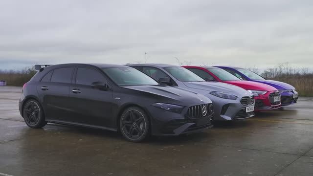 Кто победит в заезде  новый VW Golf R или BMW M135 или Audi S3 или же AMG A35