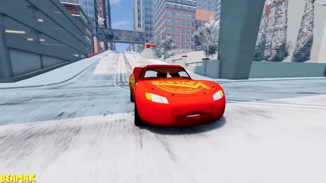Epic Escape From The Lightning McQueen Eater Giant Bot | McQueen VS Lightning McQueen | BeamNG.Driv смотреть онлайн