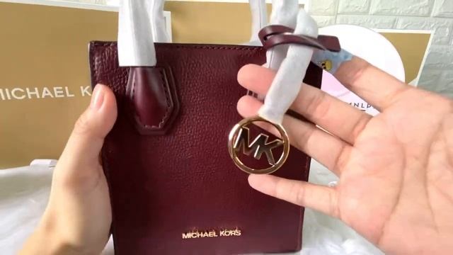 Michael Kors Mercer Extra-Small Pebbled Leather Crossbody Bag In Merlot By @springflingmnlph