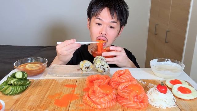 ASMR サーモン麺 Salmon Noodles EATING SOUNDS | 咀嚼音 | MUKBANG | 먹방