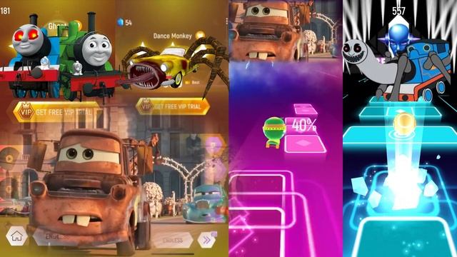 Scary and Green thomas vs Car eater vs Mater eater vs Spider thomas cartoon Tiles hop edm rush смотреть онлайн