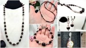 Украшения с гранатом и жемчугом. О сложностях в сборке.