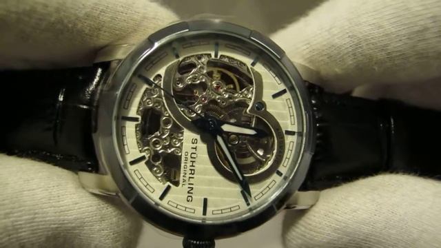 Обзор мужских наручных часов Stuhrling Classic Delphi Automatic Skeleton 169.33U52 смотреть онлайн