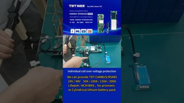 TDT Smart BMS lifepo4 battery 8S 16S 24V48V 100A 200A with UART BT 485 CAN Integrated Circuits LCD