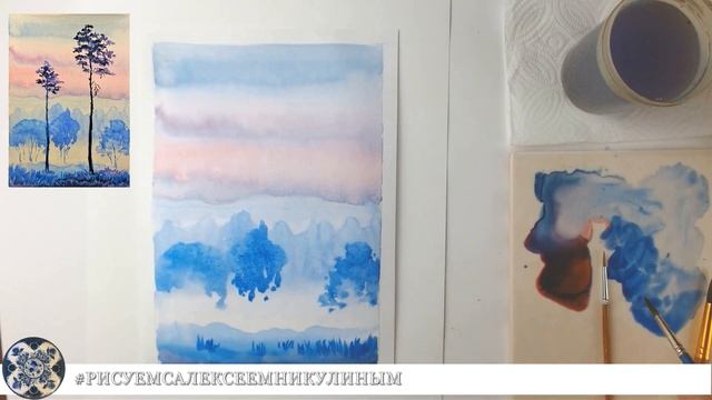 ИЗО 2 класс Изображение природы в разных состояниях #пейзаж "Утро. Туман", #рисуемсалексеемникулиным смотреть онлайн