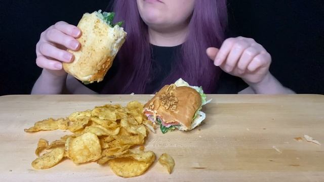 ASMR SUBWAY MUKBANG (NO TALKING) BMT + SWEET ONION CHICKEN TERIYAKI *CRUNCHY EATING SOUNDS*
