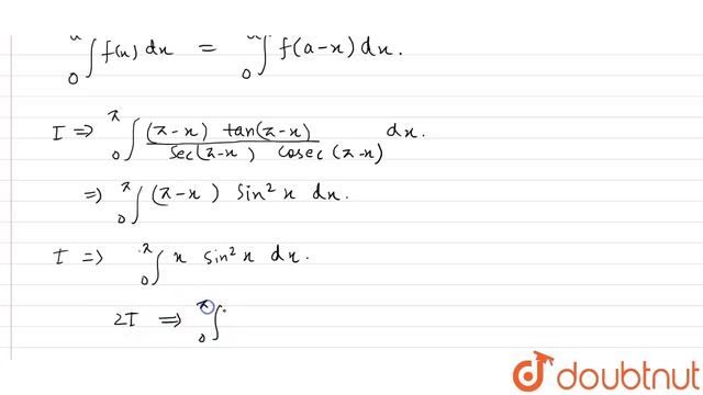 `int_(0)^(pi)(x tanx)/((secxcosecx))dx=(pi^(2))/(4)` смотреть онлайн