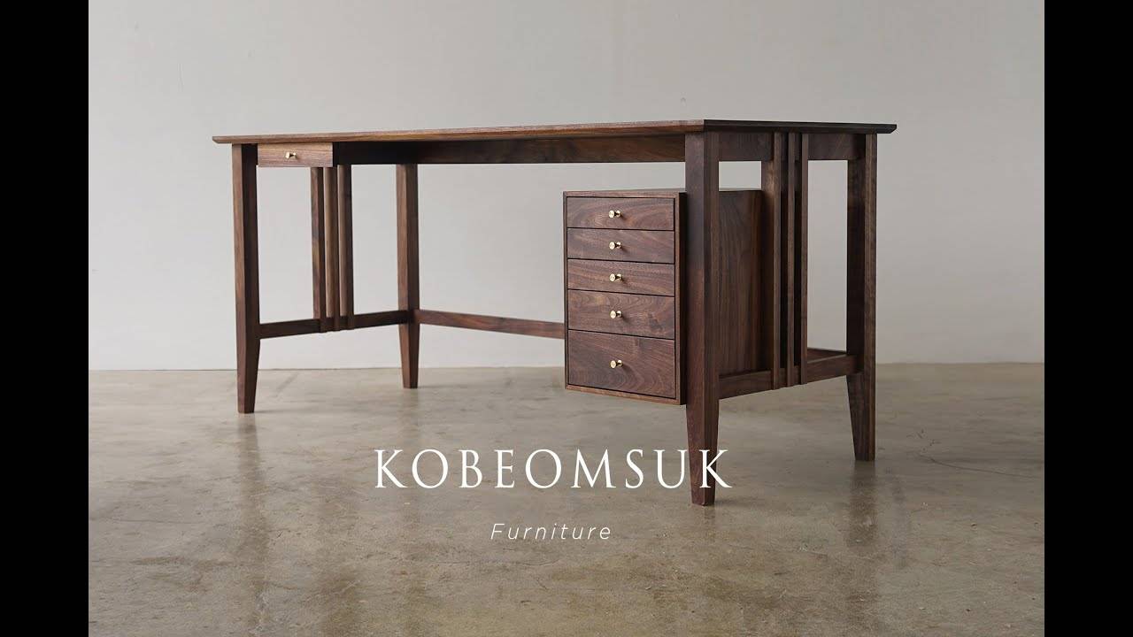 Kobeomsuk Furniture - Walnut Desk With Drawers