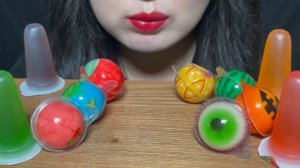 ASMR RAINBOW BALL EARTH EYEBALL WATERMELON FRUIT JELLY GUMMY PARTY 메롱 볼 젤리 먹방 MUKBANG EATING SOUNDS