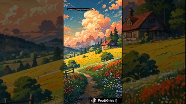 Studio ghibli style a picturesque rural landscape at sunset #sunset #music #anime смотреть онлайн