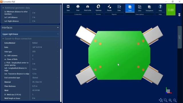Designing Vertical X Brace (VXB) Gusset Connections In RAM Connection