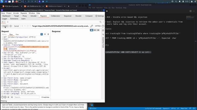 20. Lab 18 - Visible error-based SQL injection смотреть онлайн