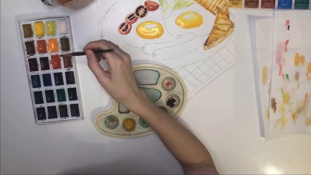 Акварельный фудскетчинг: Яичница смотреть онлайн