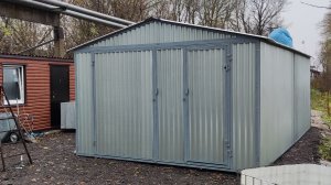 Двухскатный каркасный  гараж металлический разборный пенал 4х7х2.50м с толщиной профлиста 0.8мм