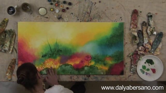 "Focus 2009" by Dalya Bersano - original oil painting with bare hands смотреть онлайн