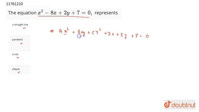 The equation x^2 - 8x +2y +7 = 0, represents | 11 | MATHEMATICAL TOOLS | PHYSICS | PRADEEP | Do... смотреть онлайн