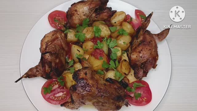 Фаршированные грибами перепела,жаренные в тандыре. смотреть онлайн