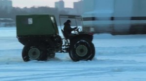 Наледь. Вода под снегом. Два цилиндра. Вездеход переломка Ураган Дикарь
