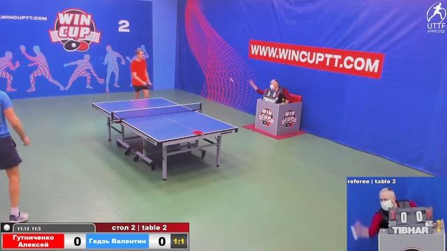 Гутниченко Алексей 3-2 Гедзь Валентин Турнир Восток 2 WIN CUP 14.12.2021. Прямой эфир Зал 2. смотреть онлайн