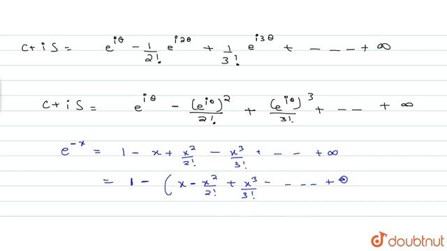 Find the sum oif the series `sintheta- (sin2theta)/(2!)+(sin3theta)/(3!)-… to oo` смотреть онлайн