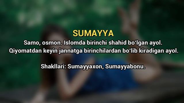 Сумая исмининг маъноси - Исмлар маъноси китоби