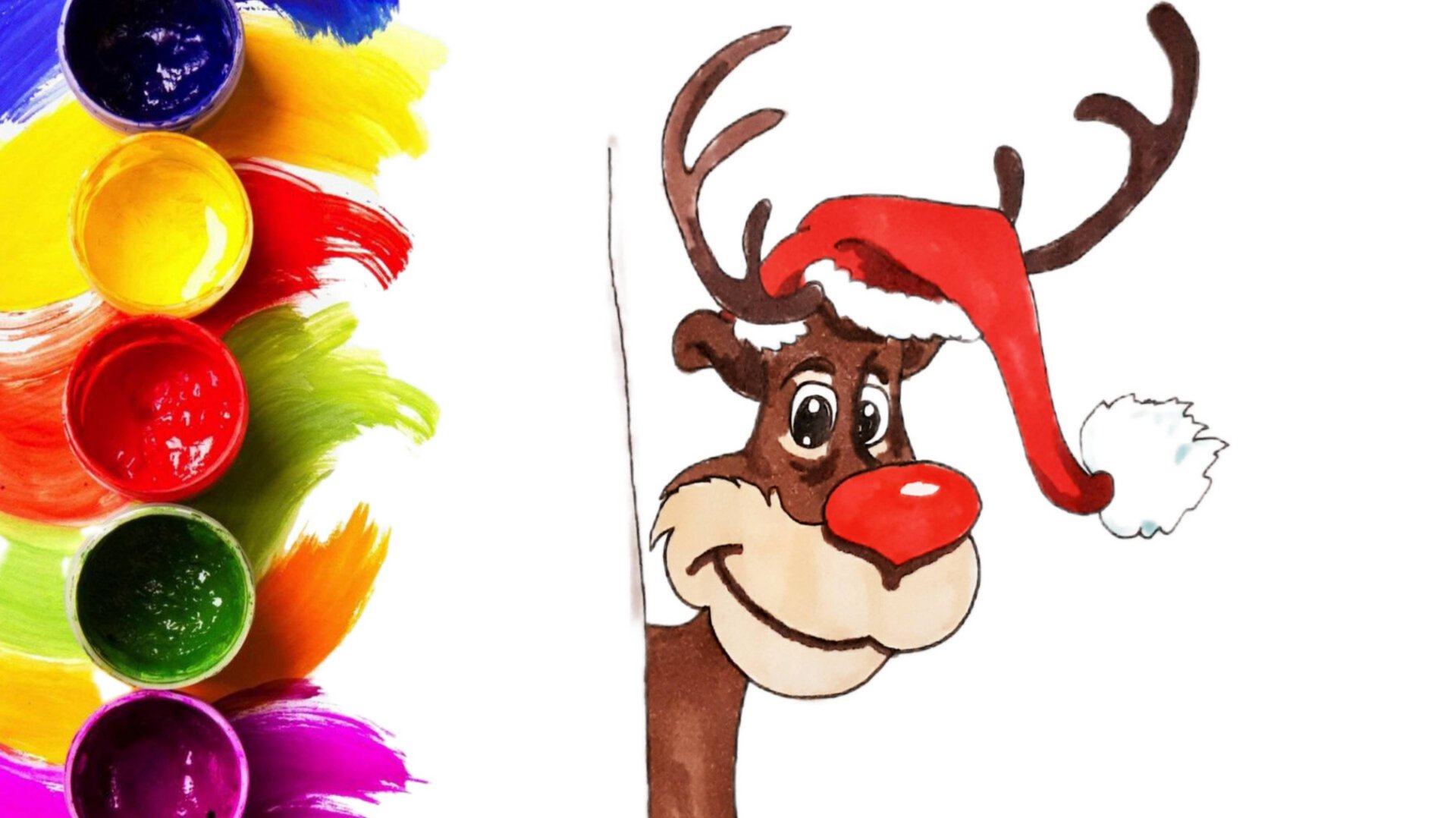 Как нарисовать НОВОГОДНЕГО ОЛЕНЯ, простые рисунки для срисовки смотреть онлайн