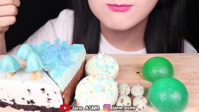 ASMR MINT CHOCOLATE FOOD *JEWELRY MINT CAKE, MINT BALL, MINT MUSHROOM SNACK 민트 초코 먹방 JANE ASMR 제인