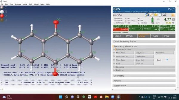 Solving crystal structure on OLEX2 from SXRD data