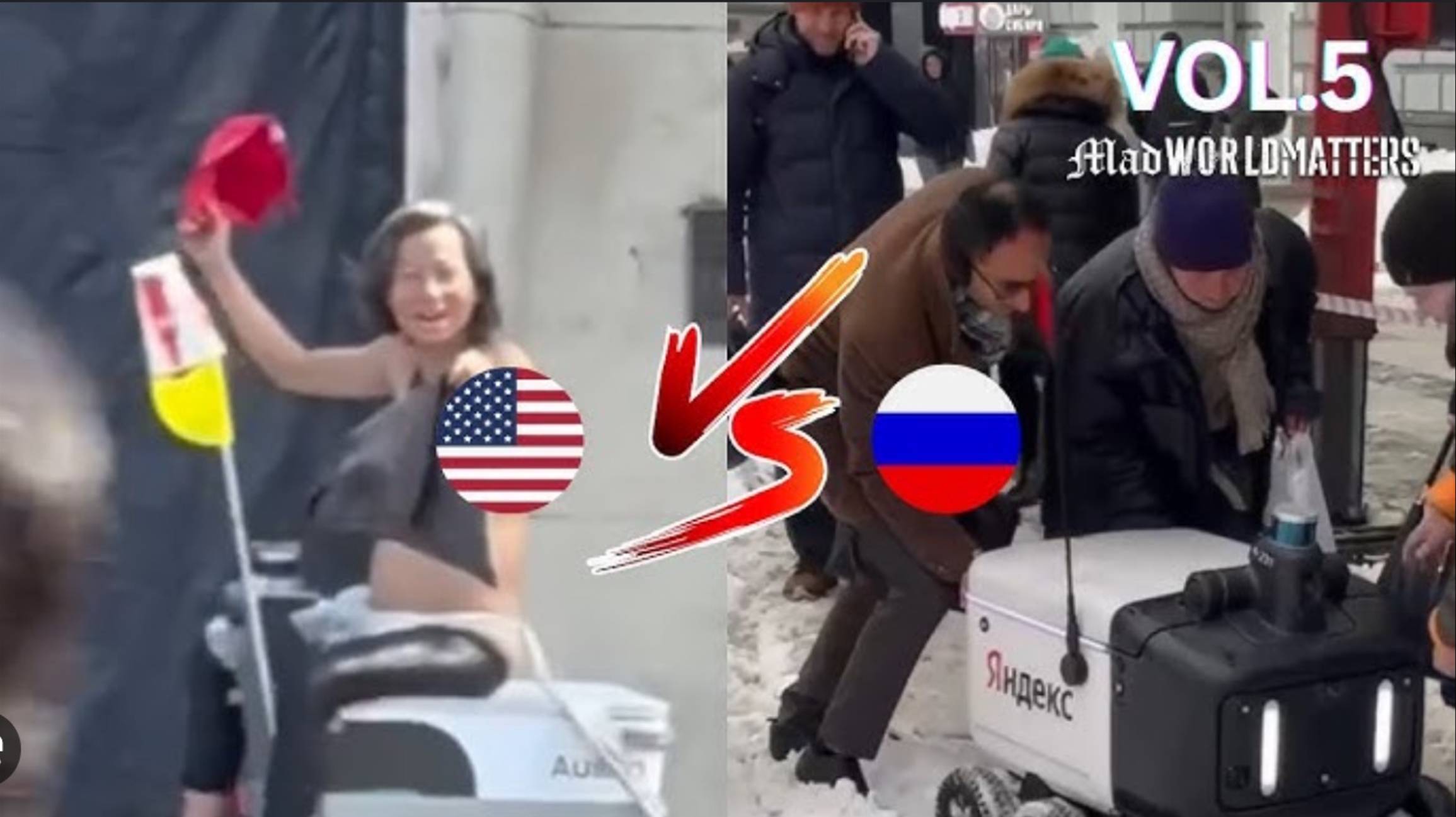 США vs Россия : Как относятся к РОБОТУ Доставщику ? смотреть онлайн