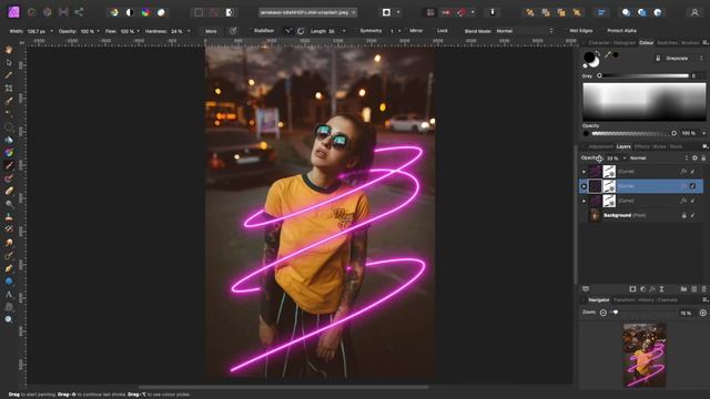 Neon Light Effect in Affinity Photo смотреть онлайн