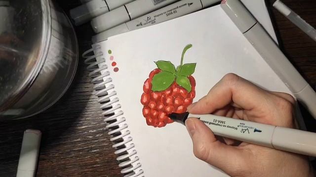 Как нарисовать малину маркерами урок № 14 смотреть онлайн