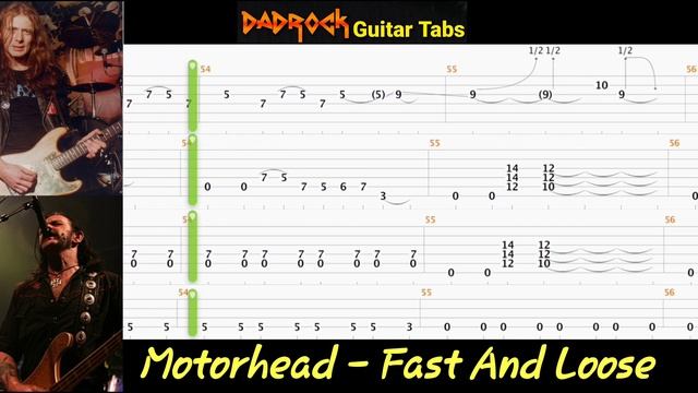 Fast And Loose - Motorhead - урок игры на электрогитаре с табами