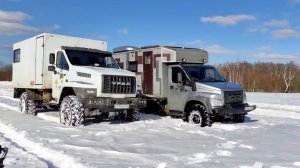Испытания цепей противоскольжения на снежной целине.