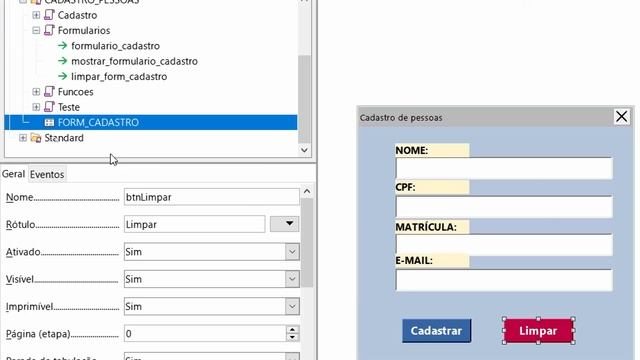 Cadastro de pessoas - Libreoffice Calc | COM MACROS - PARTE 4 | Apagando os campos do formulário. смотреть онлайн