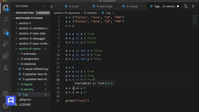 Bootcamp Python 3 - Operadores - Práctica - Identidad смотреть онлайн
