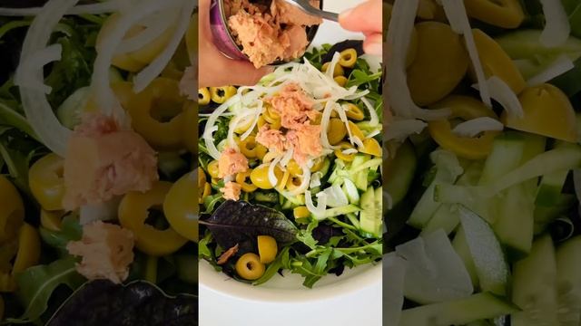 ЗЕЛЕНЫЙ САЛАТ С ТУНЦОМ И ОЛИВКАМИ #shorts #рецепты #готовимдома #shortscooking смотреть онлайн