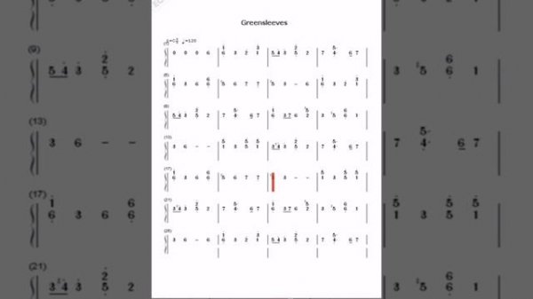 [Chromatic Kalimba tabs] Greensleeves | табулатура для хроматической калимбы