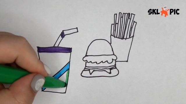 How To Draw Burger, Juice And French Fries For Kids | Как Нарисовать Бургер | Burger Rasmini Chizis смотреть онлайн