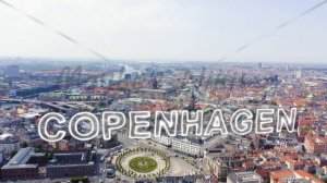 Inscription on video. Copenhagen, Denmark. New Royal Square, Christiansborg Royal Palace. Neon whit