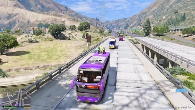 KONVOI BUS MUDIK LEBARAN DI GTA 5 - GTA 5 MOD смотреть онлайн