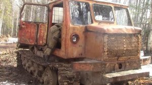 Трактор т-4   в  лесу