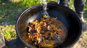 НАСТОЯЩИЙ УЗБЕКСКИЙ ПЛОВ. ПРИГОТОВЛЕН НА КОСТРЕ.