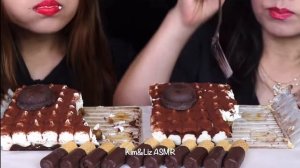KIM & LIZ ASMR *BITES ONLY* TIRAMISU CAKE & CHOCOLATE COVERED MARSHMALLOWS ASMR