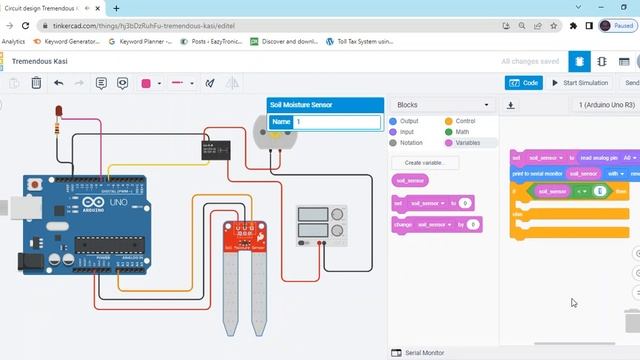 Automatic Plant Watering System using Arduino Tinkercad in English | Block Coding |Irrigation Syste смотреть онлайн