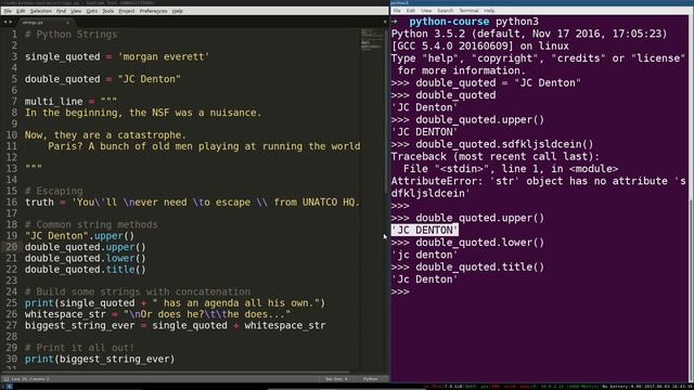 Python 3 Programming Course_ 4 - Strings смотреть онлайн
