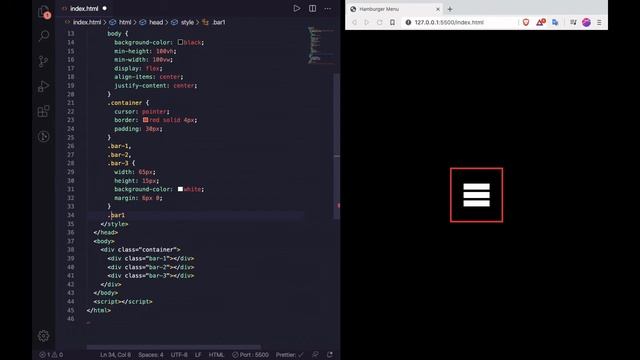 Hamburger Menu Icon using HTML and CSS смотреть онлайн