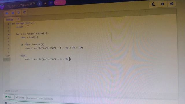 Caesar's Cipher in Python implementation смотреть онлайн
