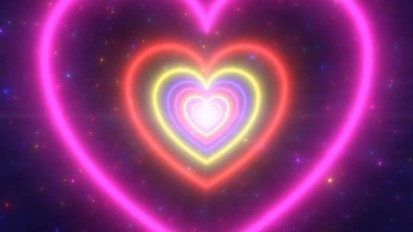 Neon Lights Love Heart Tunnel and Romantic Abstract Glow Particles 4K Moving Wallpaper Background