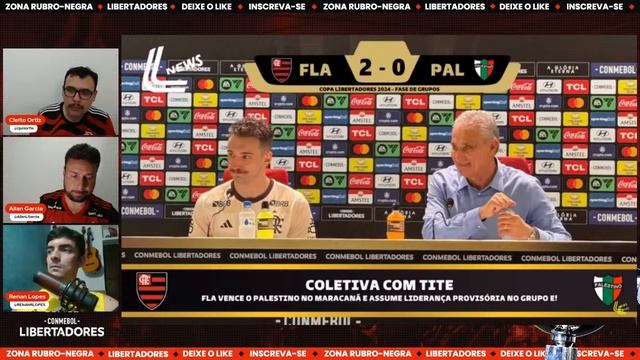 FLAMENGO X PALESTINO | LIBERTADORES 2024 | PÓS-JOGO E COLETIVA (AO VIVO) смотреть онлайн