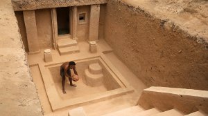 Строительство подземного дома и бассейна - полное видео.